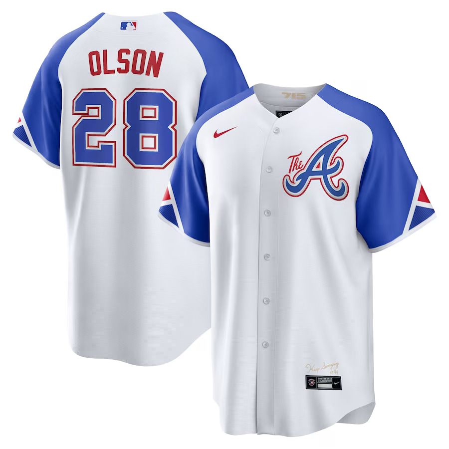 Men Atlanta Braves #28 Matt Olson Nike White 2023 City Connect Replica Player MLB Jersey->atlanta braves->MLB Jersey